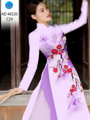 Vải Áo Dài Hoa In 3D AD 46520