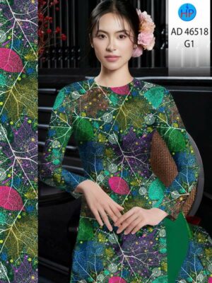 Vải Áo Dài Hoa In 3D AD 46518