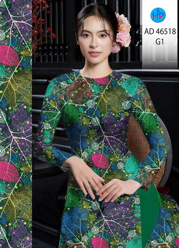 Vải Áo Dài Hoa In 3D AD 46518