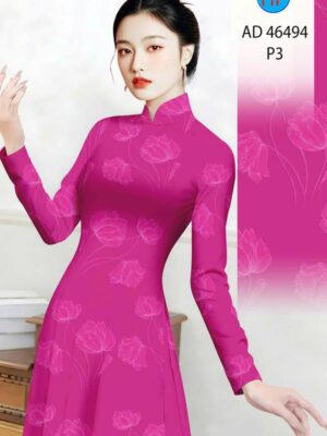 Vải Áo Dài Hoa In 3D AD 46494