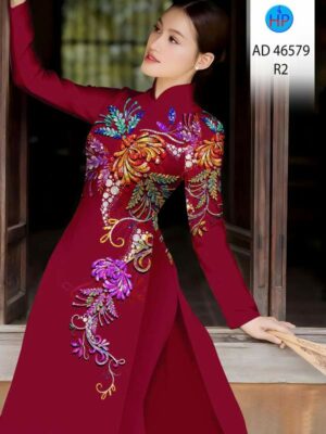Vải Áo Dài Hoa In 3D AD 46579