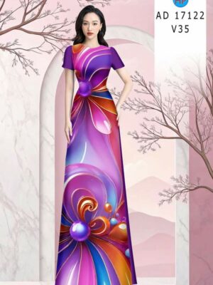 Vải Áo Dài Hoa In 3D AD 17122
