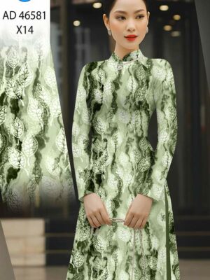 Vải Áo Dài In Hình Lá AD 46581