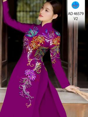 Vải Áo Dài Hoa In 3D AD 46579