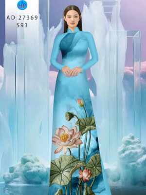 Vải Áo Dài Hoa Sen Giả Thêu AD 27369