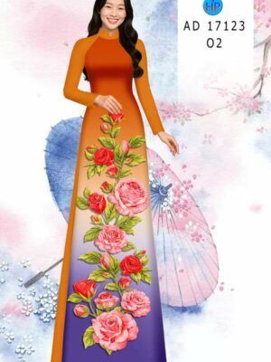 Vải Áo Dài Hoa Hồng AD 17123