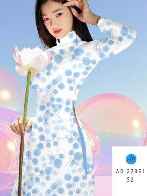 Vải Áo Dài Hoa In 3D AD 27351