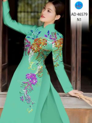Vải Áo Dài Hoa In 3D AD 46579