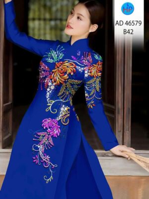 Vải Áo Dài Hoa In 3D AD 46579