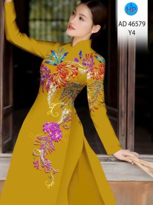 Vải Áo Dài Hoa In 3D AD 46579