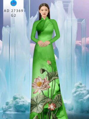 Vải Áo Dài Hoa Sen Giả Thêu AD 27369