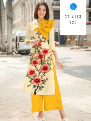 Vải Áo Dài Hoa In 3D AD CT4163