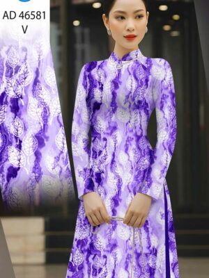 Vải Áo Dài In Hình Lá AD 46581