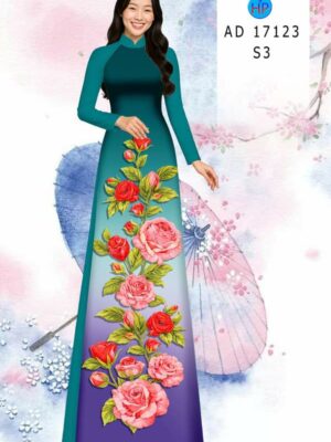 Vải Áo Dài Hoa Hồng AD 17123