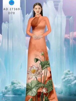 Vải Áo Dài Hoa Sen Giả Thêu AD 27369