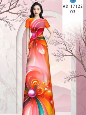 Vải Áo Dài Hoa In 3D AD 17122