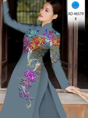 Vải Áo Dài Hoa In 3D AD 46579