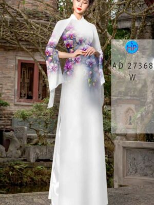 Vải Áo Dài Hoa In 3D AD 27368