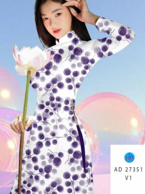 Vải Áo Dài Hoa In 3D AD 27351