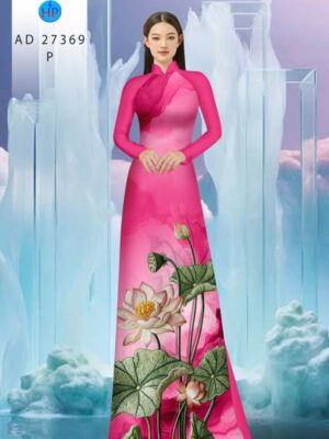 Vải Áo Dài Hoa Sen Giả Thêu AD 27369