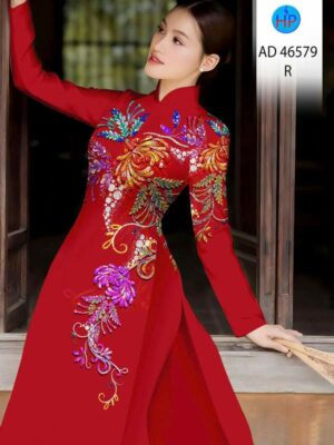 Vải Áo Dài Hoa In 3D AD 46579