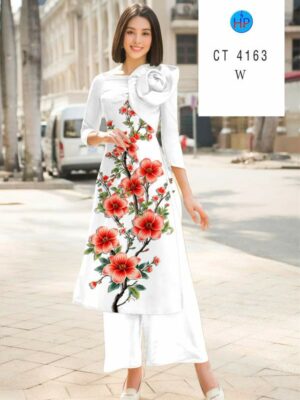 Vải Áo Dài Hoa In 3D AD CT4163