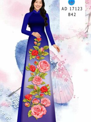 Vải Áo Dài Hoa Hồng AD 17123