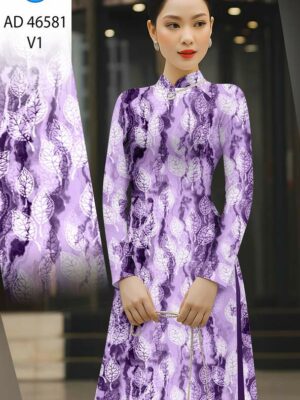 Vải Áo Dài In Hình Lá AD 46581