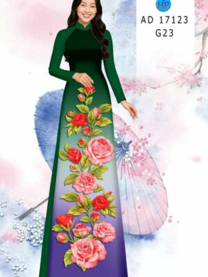 Vải Áo Dài Hoa Hồng AD 17123