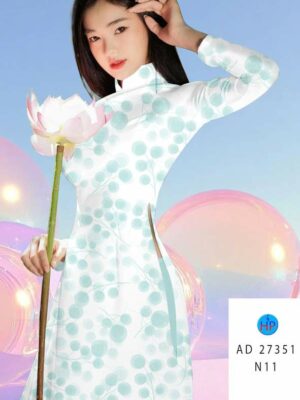Vải Áo Dài Hoa In 3D AD 27351