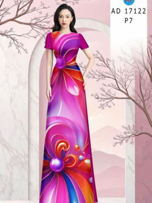Vải Áo Dài Hoa In 3D AD 17122