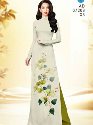 Vải Áo Dài Hoa In 3D AD 37208