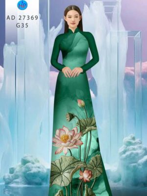 Vải Áo Dài Hoa Sen Giả Thêu AD 27369