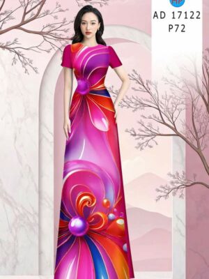 Vải Áo Dài Hoa In 3D AD 17122