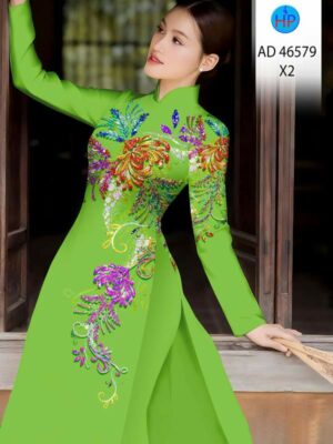 Vải Áo Dài Hoa In 3D AD 46579