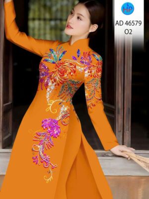 Vải Áo Dài Hoa In 3D AD 46579