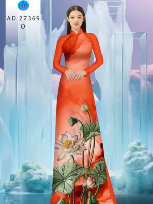 Vải Áo Dài Hoa Sen Giả Thêu AD 27369