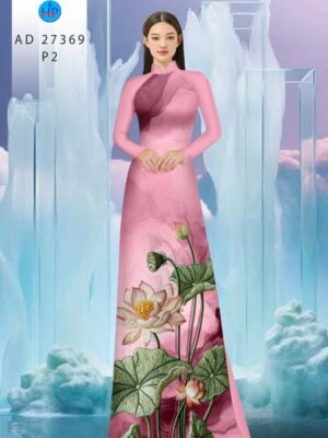 Vải Áo Dài Hoa Sen Giả Thêu AD 27369