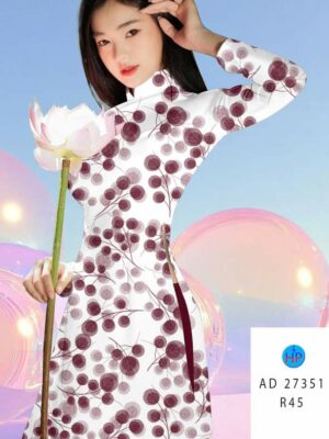 Vải Áo Dài Hoa In 3D AD 27351