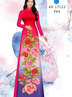 Vải Áo Dài Hoa Hồng AD 17123