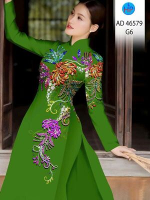 Vải Áo Dài Hoa In 3D AD 46579