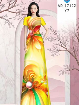 Vải Áo Dài Hoa In 3D AD 17122