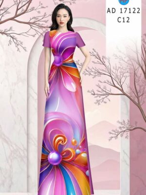 Vải Áo Dài Hoa In 3D AD 17122