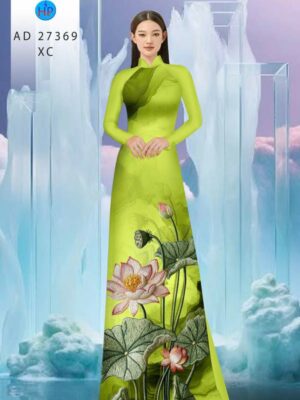 Vải Áo Dài Hoa Sen Giả Thêu AD 27369