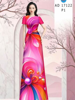 Vải Áo Dài Hoa In 3D AD 17122