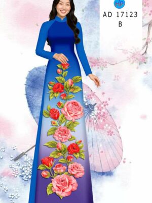 Vải Áo Dài Hoa Hồng AD 17123