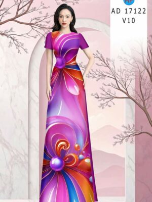 Vải Áo Dài Hoa In 3D AD 17122