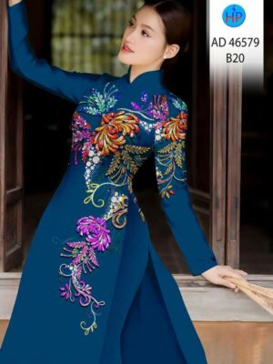 Vải Áo Dài Hoa In 3D AD 46579