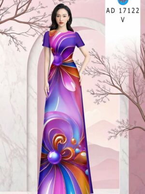 Vải Áo Dài Hoa In 3D AD 17122