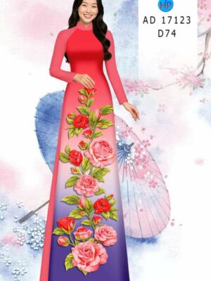 Vải Áo Dài Hoa Hồng AD 17123